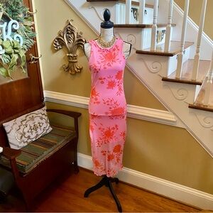 Floral mesh midi dress